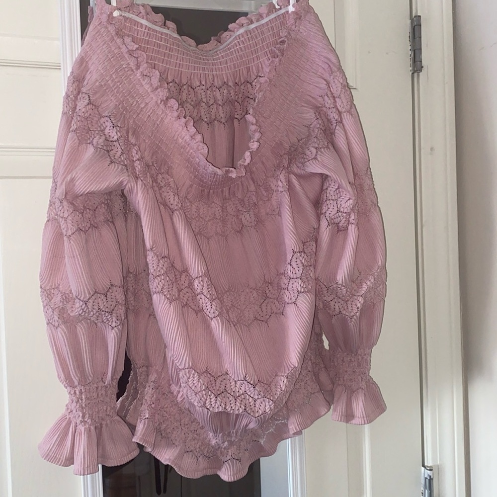 BLOUSE - pink off the shoulder blouse
